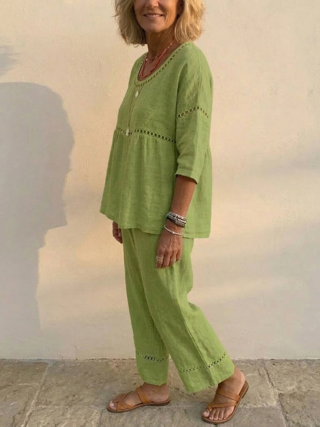 CLEARANCE SALE🔥 The Serendipity Linen Eyelet Two-Piece Set