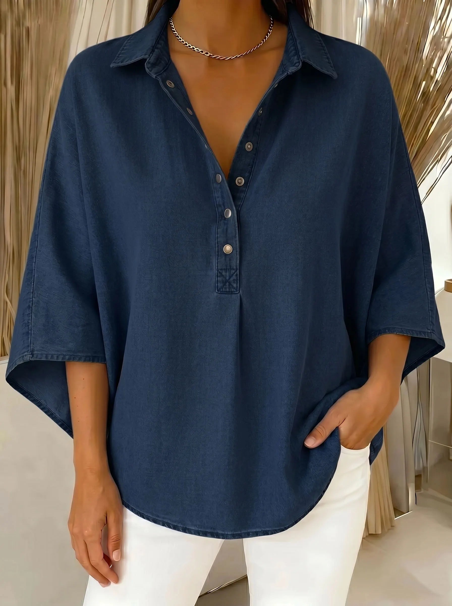 Denim Poncho Blouse
