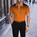 Men's Business Casual Polo Collar Geometric Printed Short-Sleeved Shirt