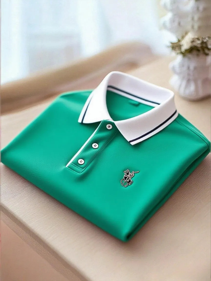 Men's Business Casual Button Short Sleeve Polo Shirt A002362