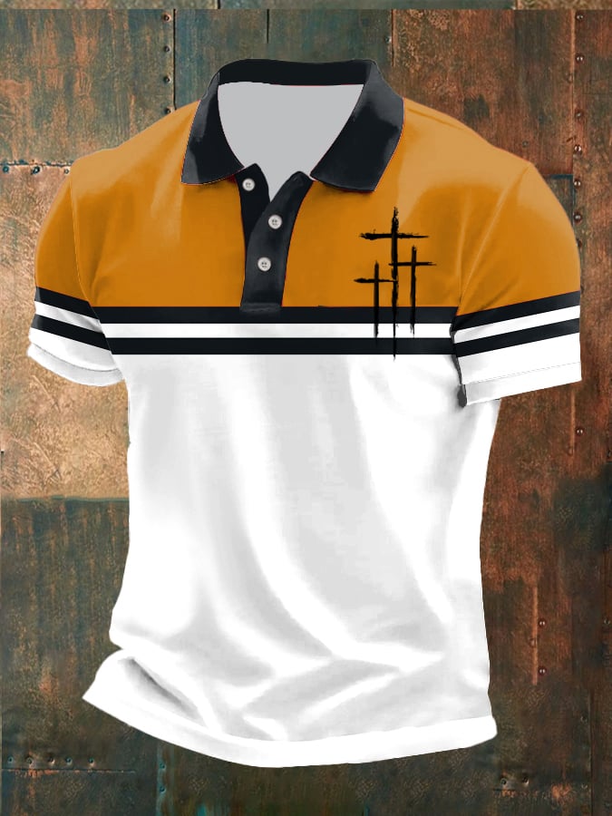 Men's Casual Contrast Color Faith Polo