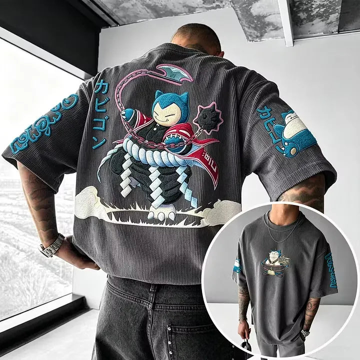 Pokémon Anime-Inspired Vintage Waffle Knit T-Shirt