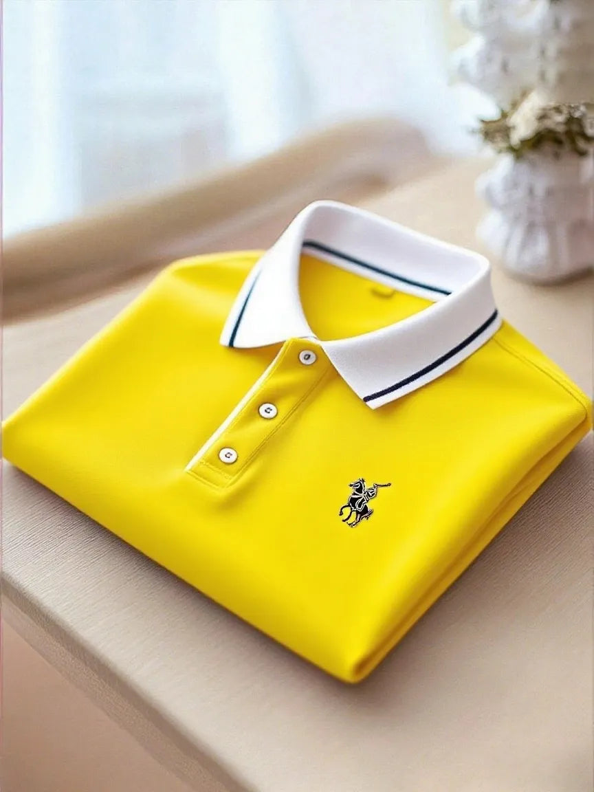 Men's Business Casual Button Short Sleeve Polo Shirt A002362