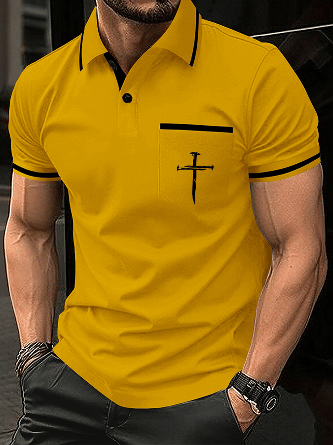 Men's Faith Printed Casual Polo Shirt (With Pockets)