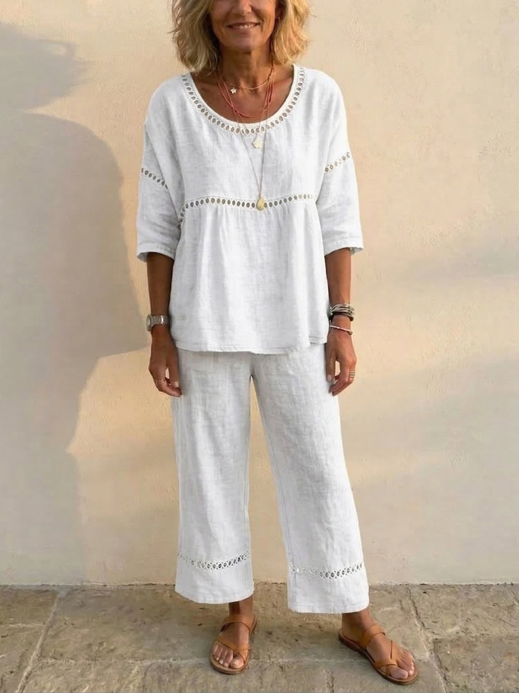 CLEARANCE SALE🔥 The Serendipity Linen Eyelet Two-Piece Set