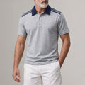 Men's Sporty Contrast Turndown Collar Striped Short Sleeve Polo Shirt