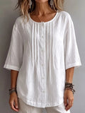 CLEARANCE SALE🔥 Effortless Pleated Cotton-Linen Blouse