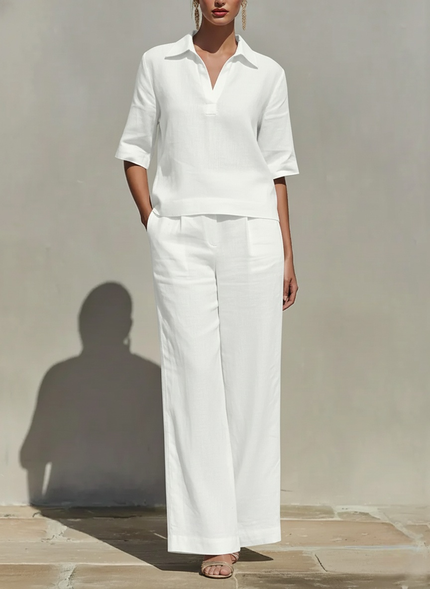 Clearance Sale🔥 Women's Solid Cotton Linen Two-Piece Set
