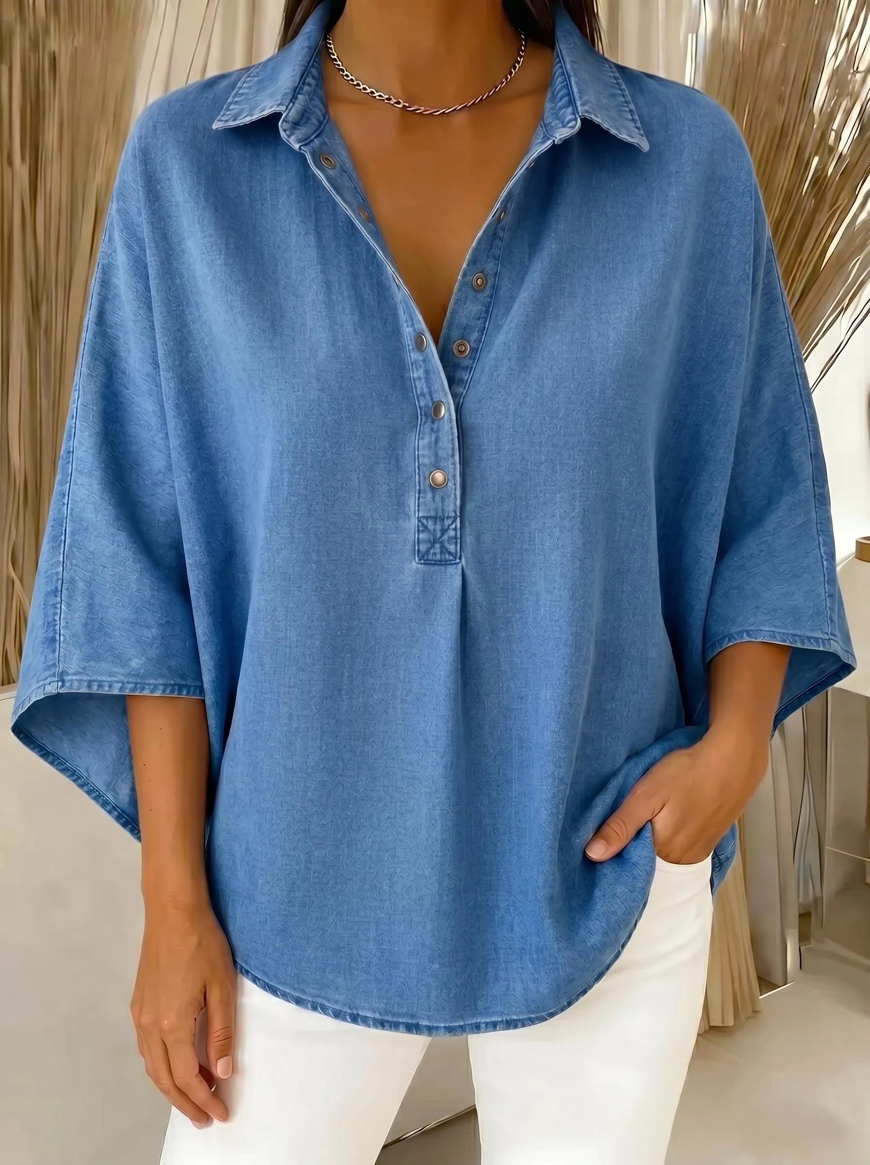 Denim Poncho Blouse