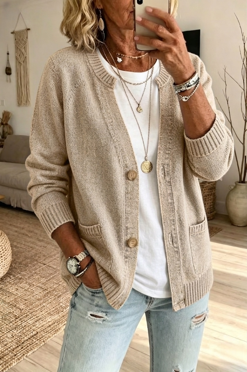 CLEARANCE SALE🔥 V-Neck Button-Front Knit Cardigan: As Comfortable as a Cloud