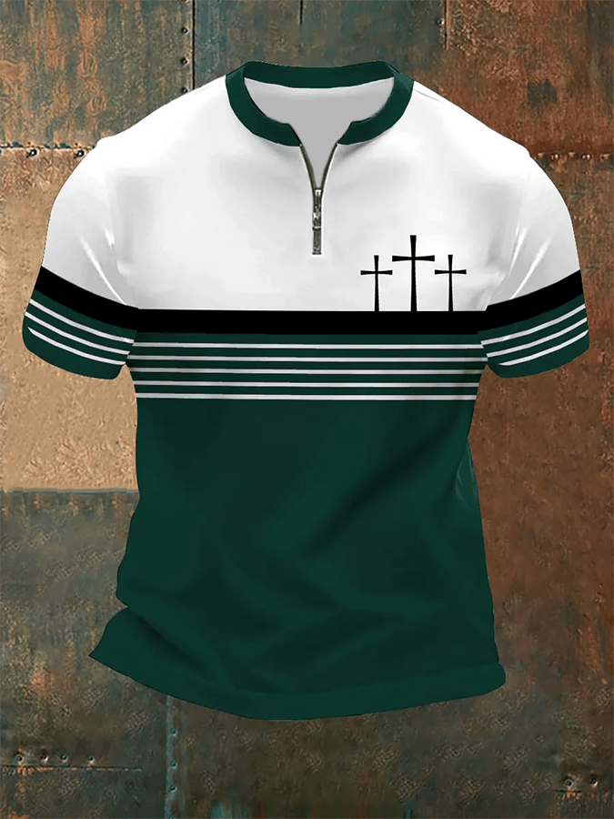 Men's Vintage Faith Print Zip Top