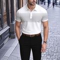 Men's Business Casual Polo Collar Geometric Printed Short-Sleeved Shirt