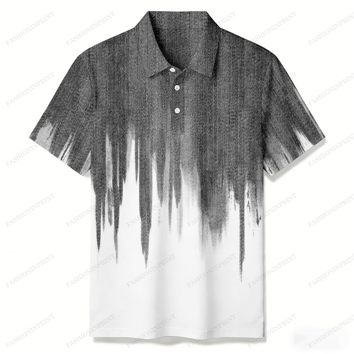 Men's Gray Shading Casual Short Sleeved Polo Shirt