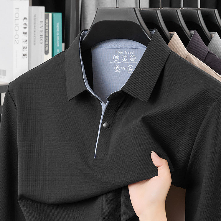 Men's Casual Solid Color Short-Sleeve Polo Shirts (Runs Small | Size Up 1 Size）
