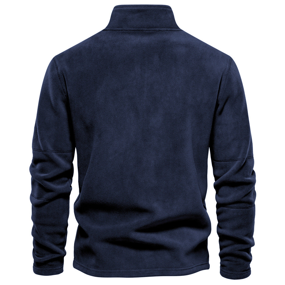 Men's Stand Collar Zip Long Sleeve Polar Fleece Sweatshirt 191597
