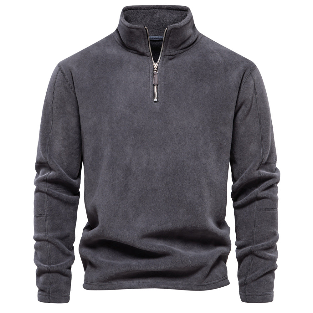 Men's Stand Collar Zip Long Sleeve Polar Fleece Sweatshirt 191597
