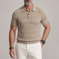 Men's Daily Solid Color Hollow Out Diamonds Texture Slim Polo Shirt