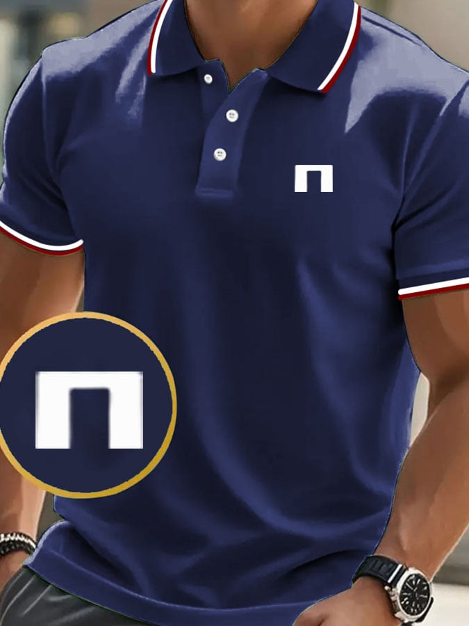 Men'S Casual Classic Letter Pattern Golf Polo Shirt