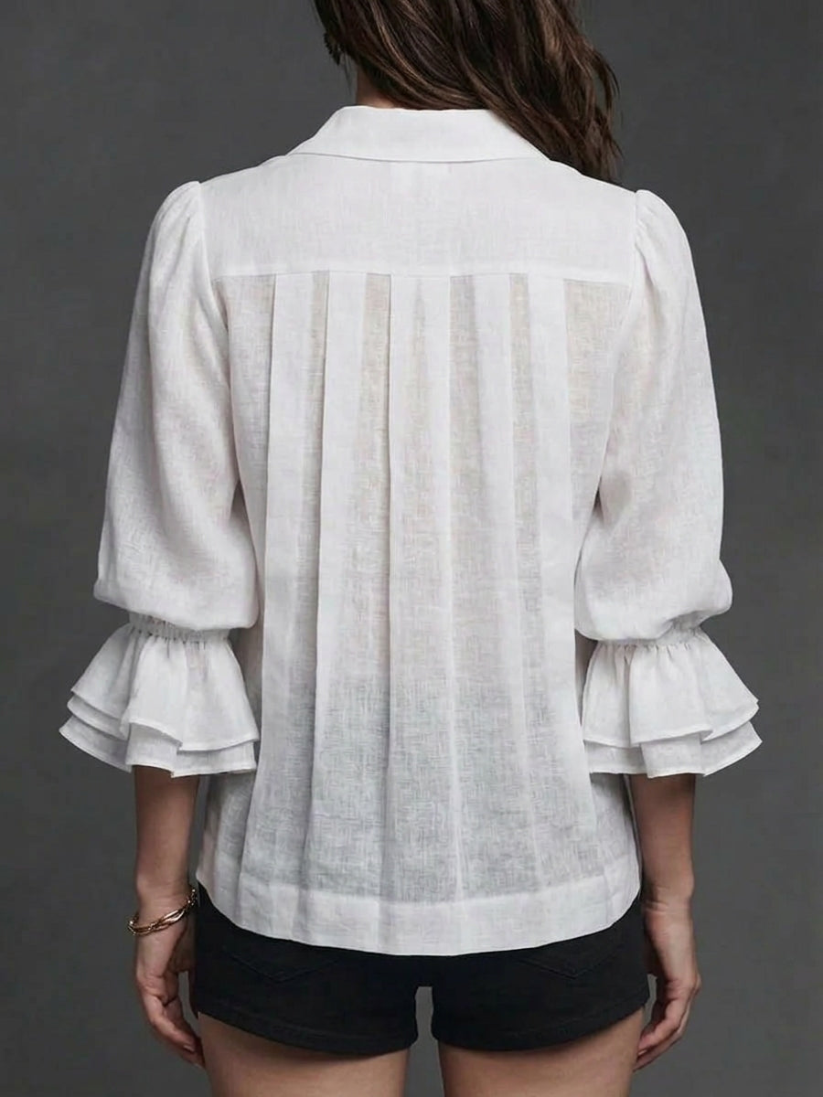New Arrivals🔥Women's Solid Color Lapel Long Sleeve Casual Loose Linen Cardigan Top