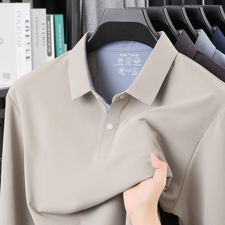 Men's Casual Solid Color Short-Sleeve Polo Shirts (Runs Small | Size Up 1 Size）