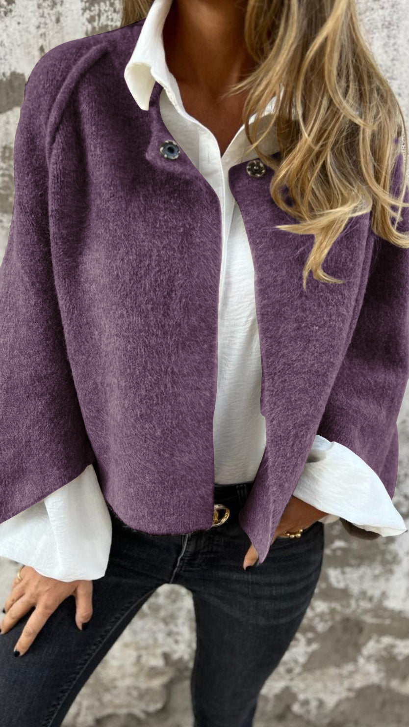 NEW IN- 49% OFF🔥Women's Cotton Woolen Round Neck Woolen Long Sleeve Coat