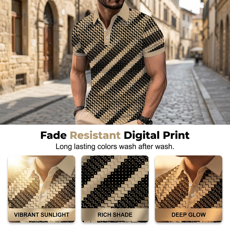 ⏳Time-Limited Special⏰Men's Geometric Print Collared Shirts – Muscle Fit, Breathable, Fade Resistant ✨ LF20444677KAQ