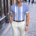 Men's Business Casual Polo Collar Geometric Printed Short-Sleeved Shirt