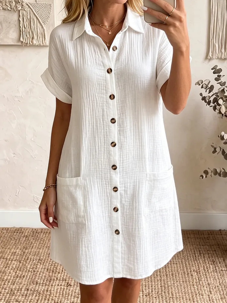 NEW ARRIVALS🔥 Women's Cozy Lapel Button-front Cotton-linen Dress