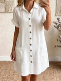 NEW ARRIVALS🔥 Women's Cozy Lapel Button-front Cotton-linen Dress