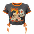Pokémon Women's Slim-Fit Short-Sleeve T-Shirt With Anime Print And Side Drawstrings