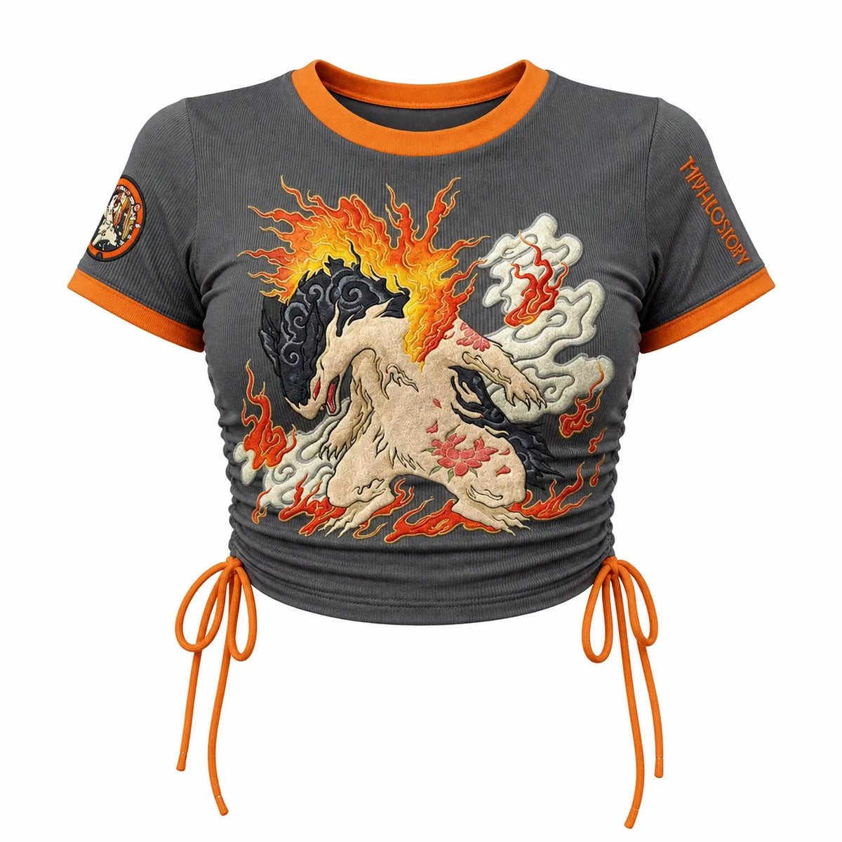 Pokémon Women's Slim-Fit Short-Sleeve T-Shirt With Anime Print And Side Drawstrings