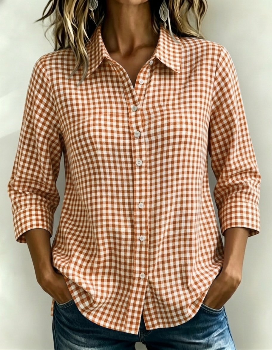 CLEARANCE SALE🔥 Women's Gingham Check Button-Down Shirt