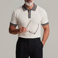 Men's Business Casual Plain Pit Stripe Contrast Trim Short Sleeve Polo Shirt