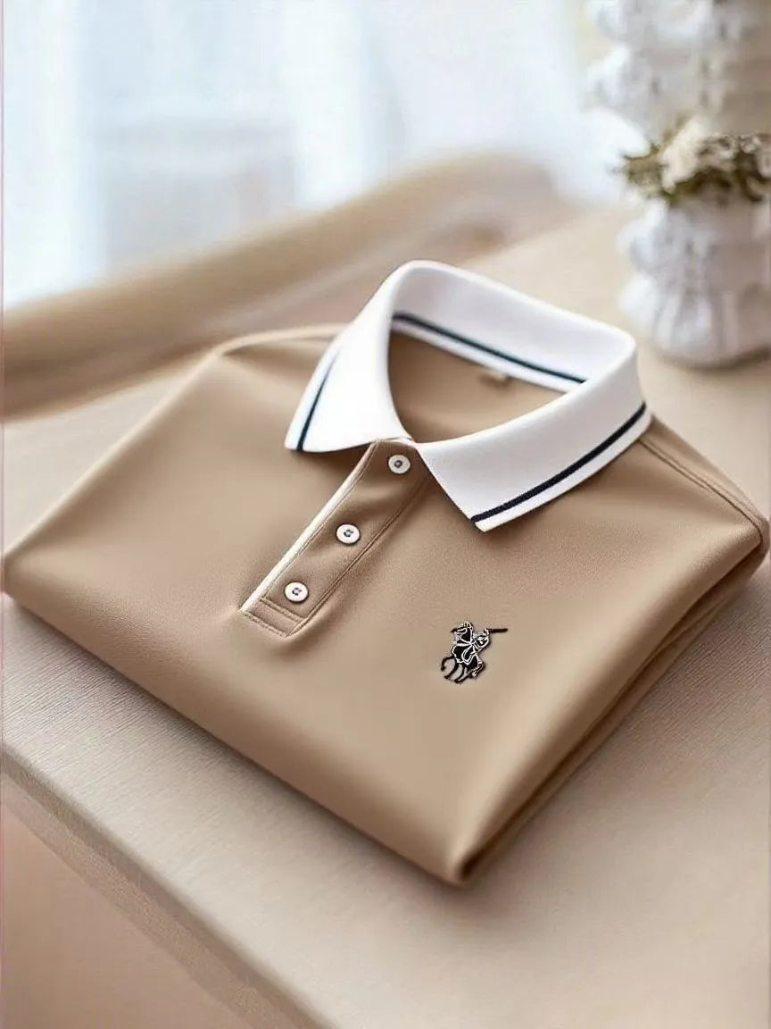 Men's Business Casual Button Short Sleeve Polo Shirt A002362