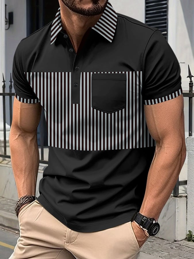 Men's Classic Color Match Casual Business Fashion Polo Shirt