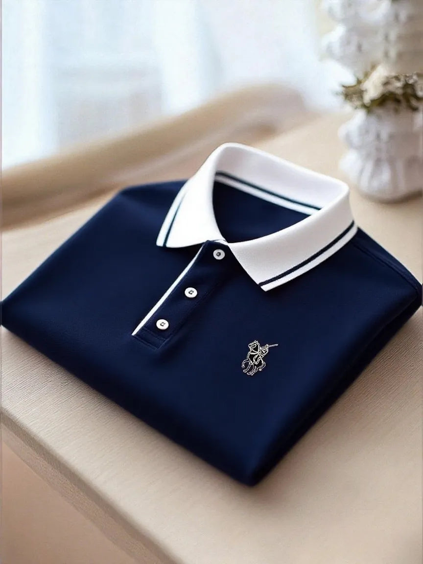 Men's Business Casual Button Short Sleeve Polo Shirt A002362