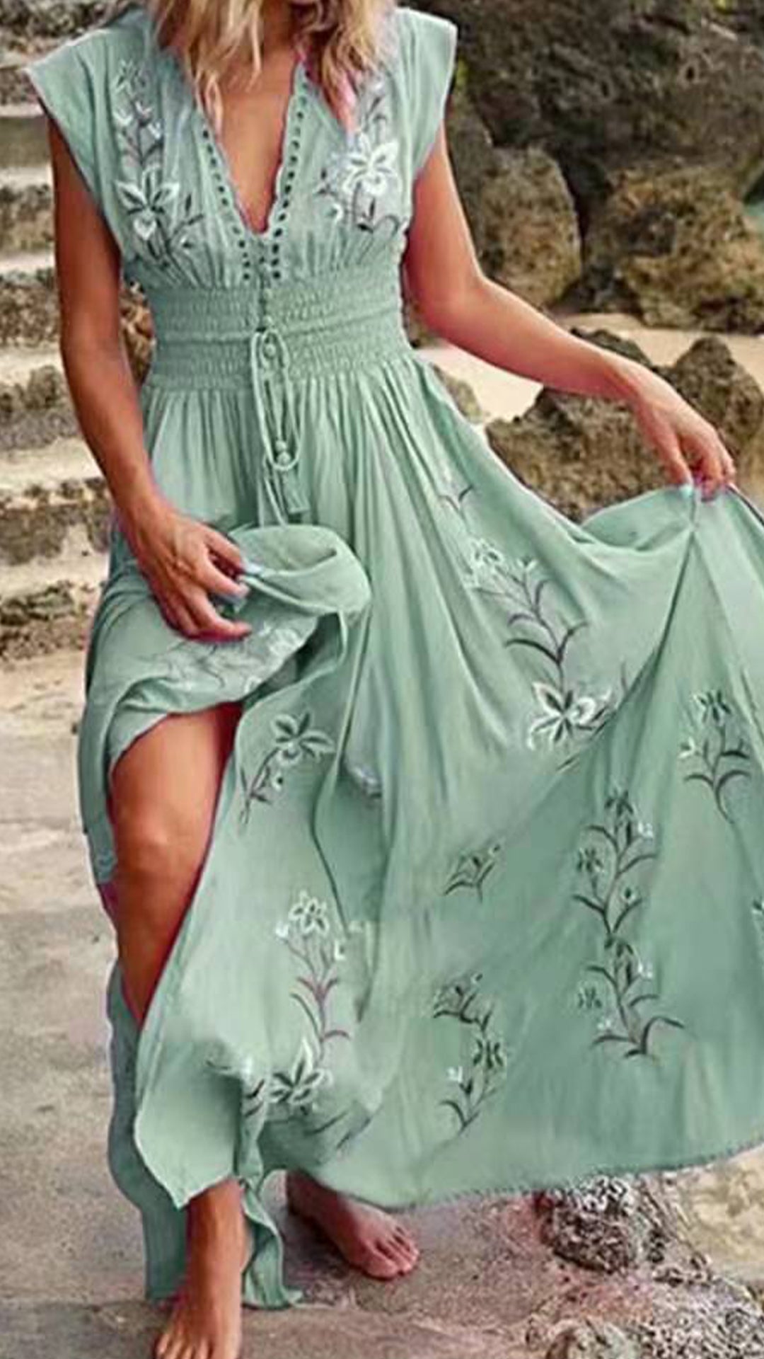Women's   Floral  Cotton-Blend Maxi Dress