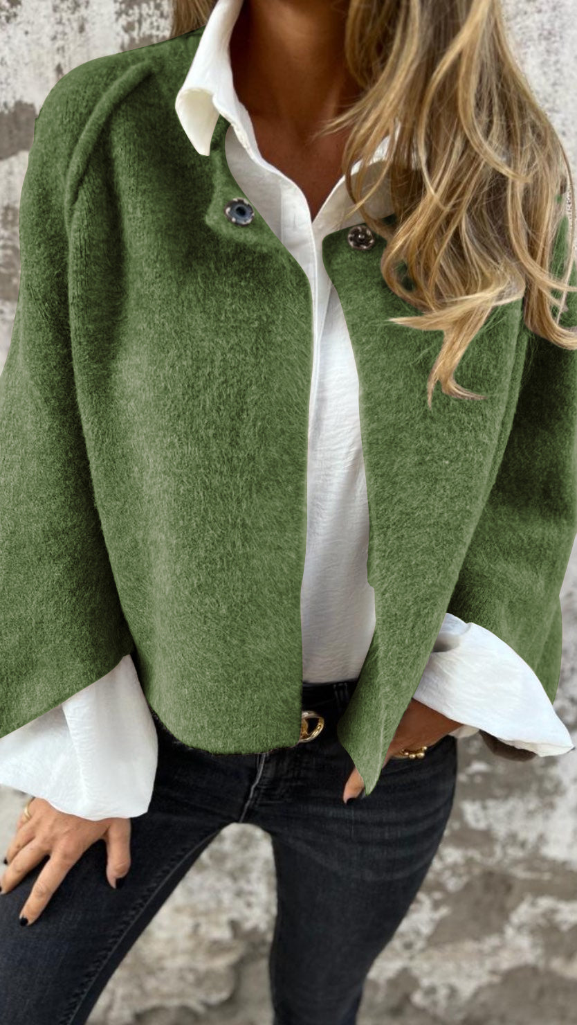 NEW IN- 49% OFF🔥Women's Cotton Woolen Round Neck Woolen Long Sleeve Coat