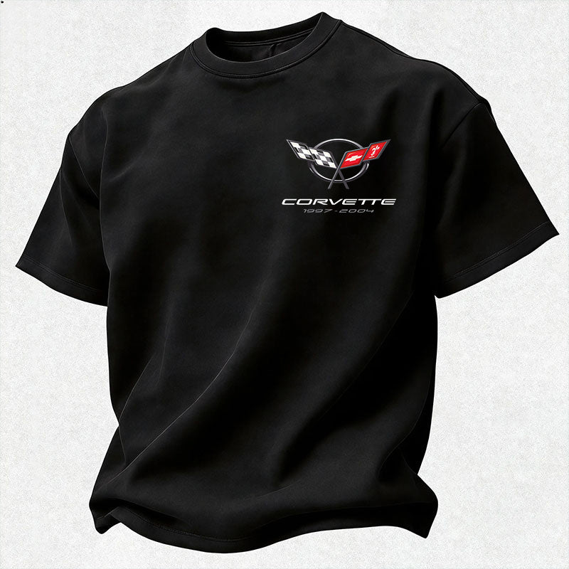 Vette C5 1997-2004 Fleur-de-lis Flag & Checkered Flag Cotton Print Men's T-shirt