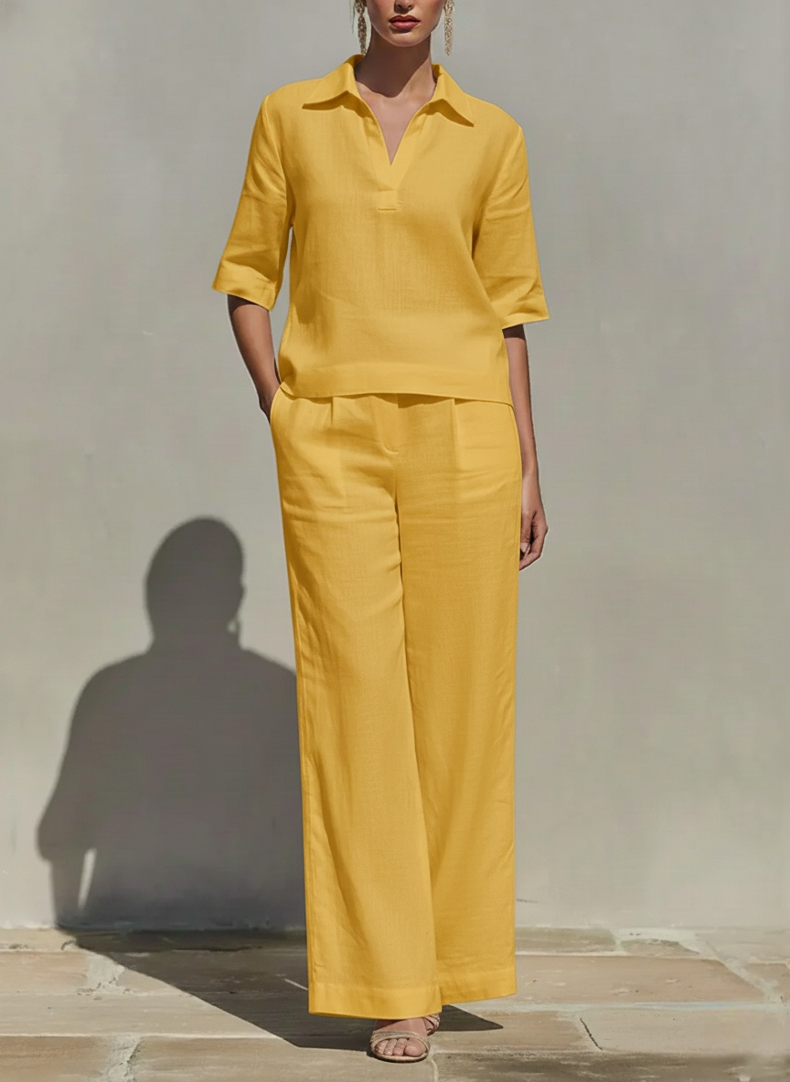 Clearance Sale🔥 Women's Solid Cotton Linen Two-Piece Set