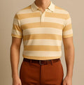 Men's Business Casual Polo Collar Geometric Printed Short-Sleeved Shirt