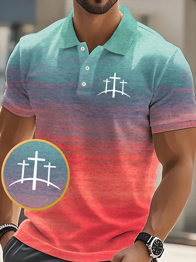 Men's Faith Printed Casual Polo Shirt