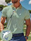 Men'S Casual Classic Golf Dolphin Pattern Polo Shirt