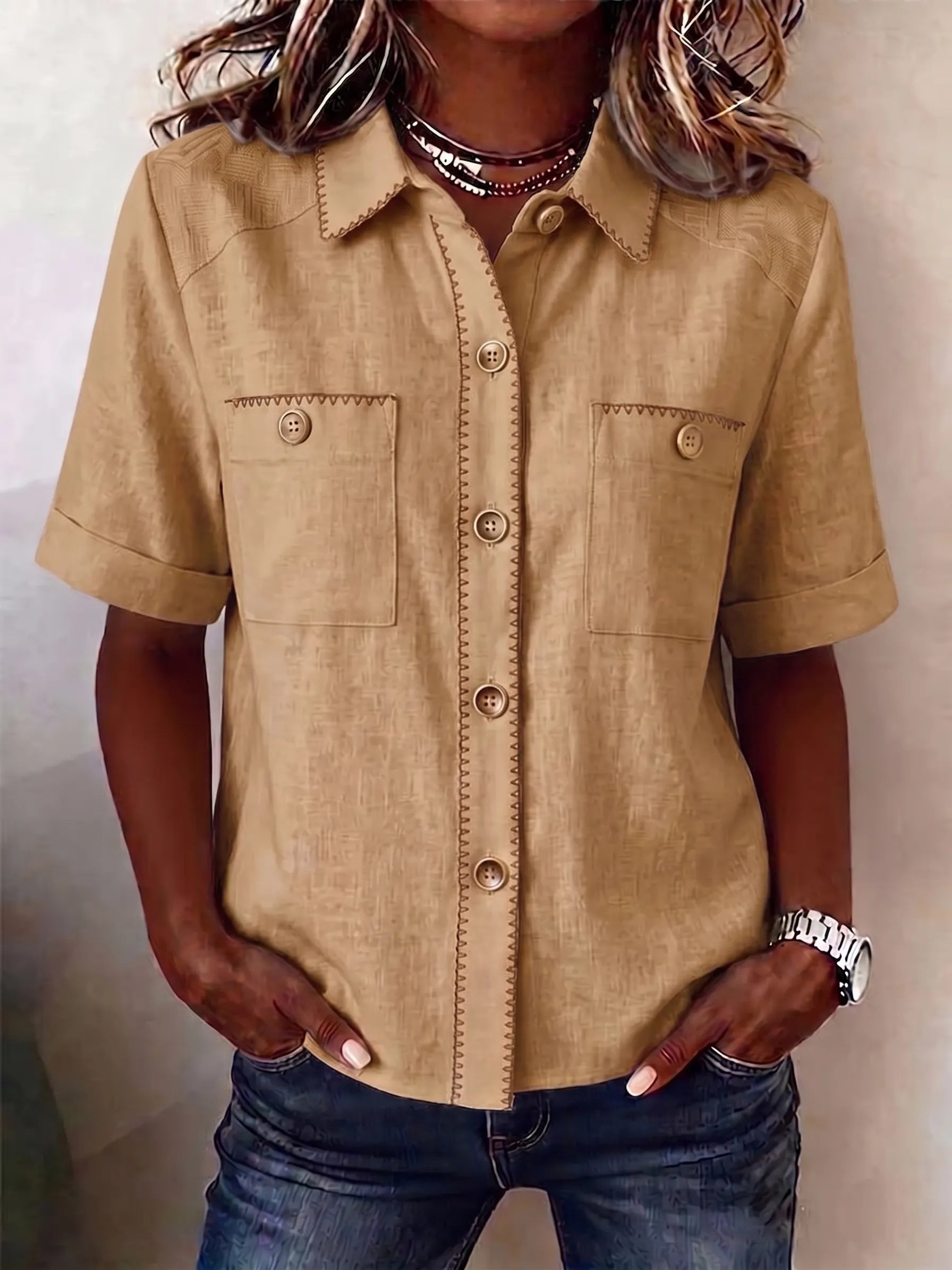 Clearance Sale🔥 Women's Casual Short Sleeve Button-Down Shirt