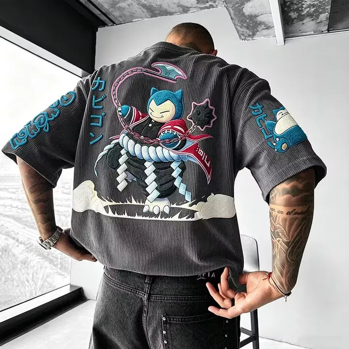 Pokémon Anime-Inspired Vintage Waffle Knit T-Shirt
