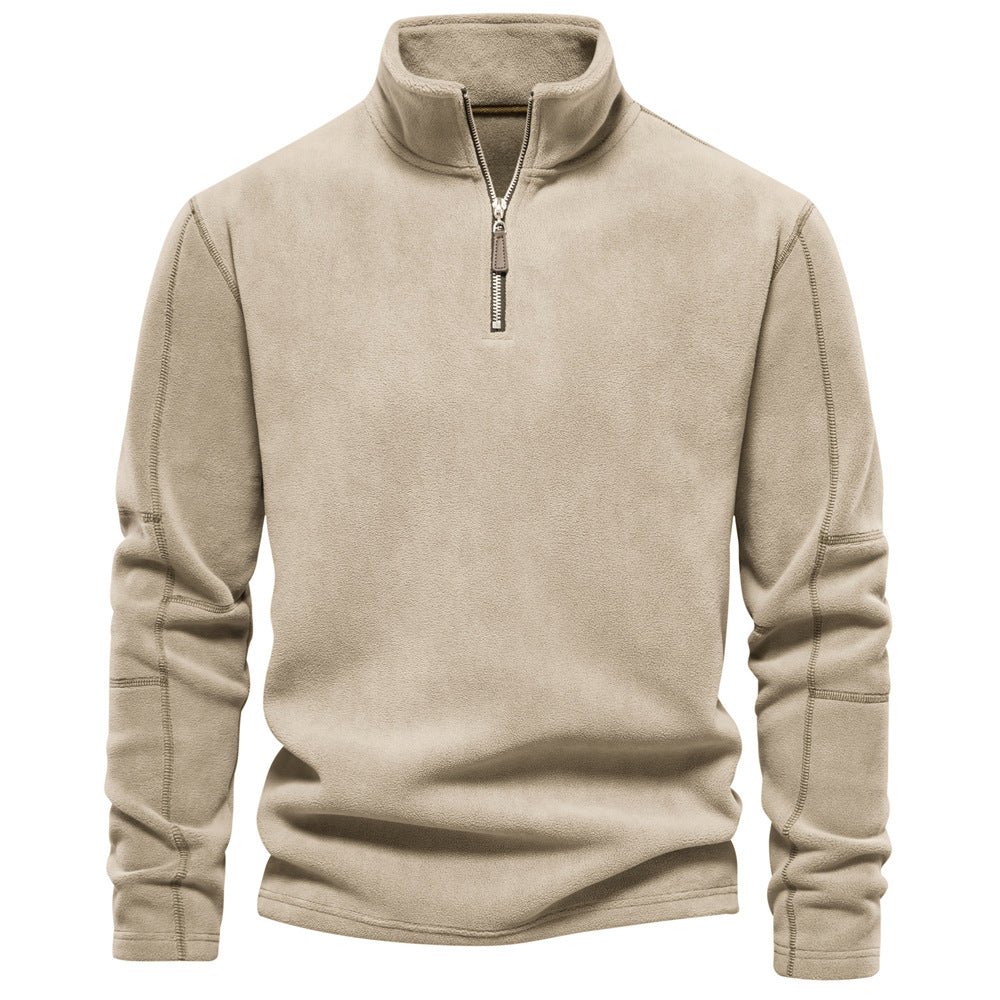 Men's Stand Collar Zip Long Sleeve Polar Fleece Sweatshirt 191597