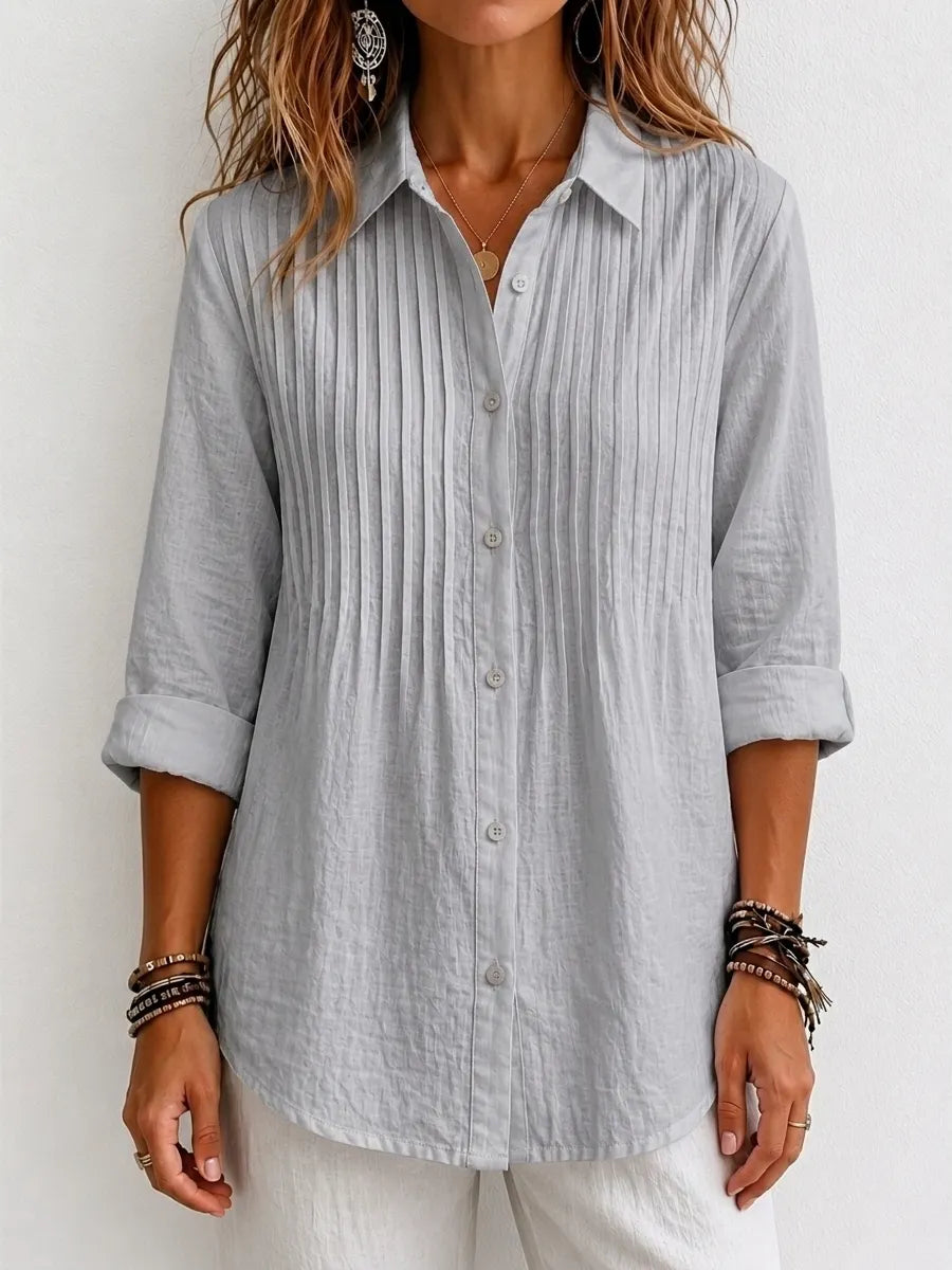 CLEARANCE SALE🔥 Pleated Linen-Blend Blouse