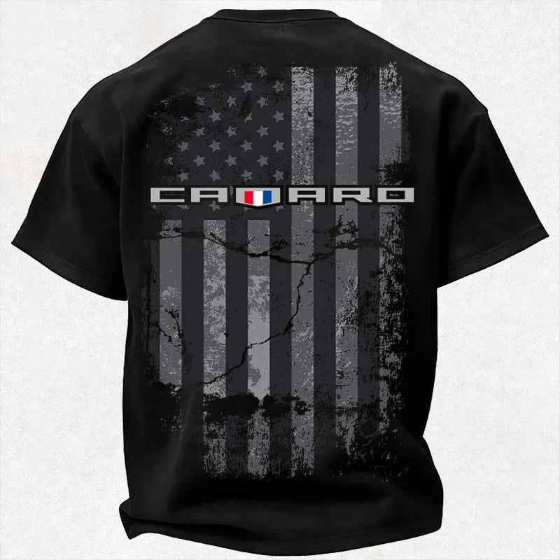 CMR Distressed US Flag Heritage Tri-Shield Logo Cotton Print Men's T-Shirt
