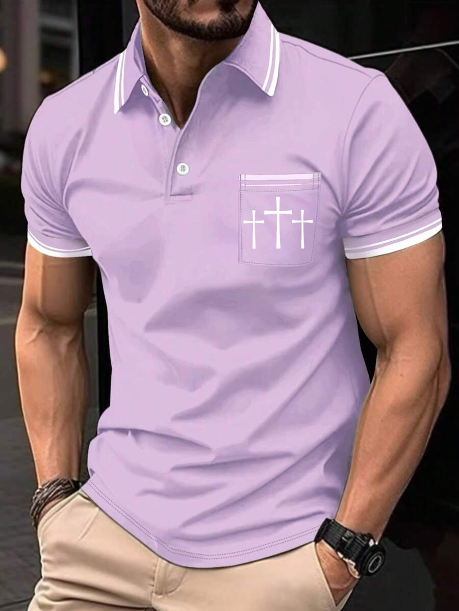 Men's Retro Faith  Casual Printed Polo Shirt