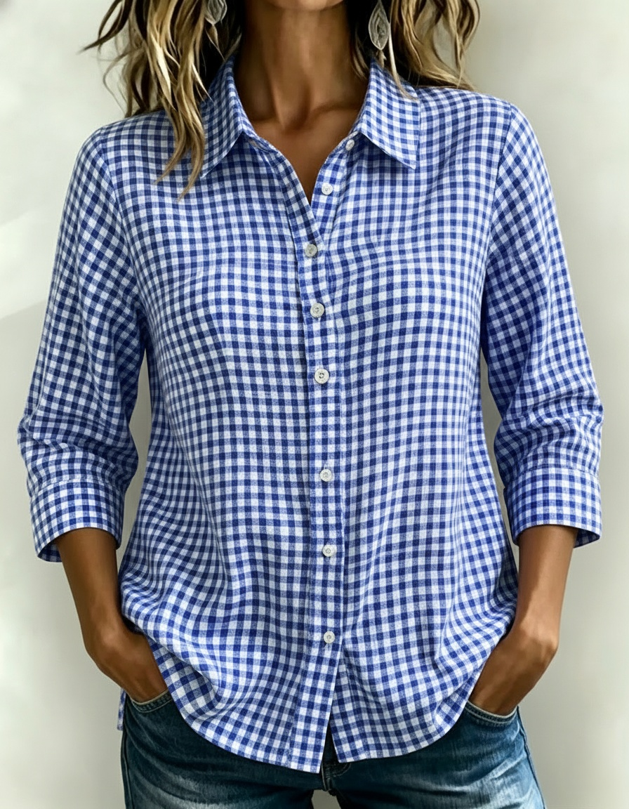 CLEARANCE SALE🔥 Women's Gingham Check Button-Down Shirt